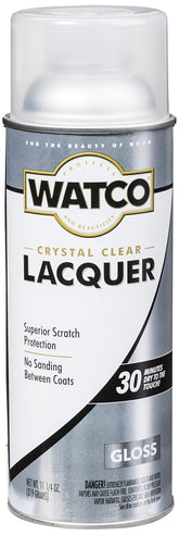 Watco 63081 Lacquer Spray Paint, Gloss, Liquid, Clear, 11.25 oz, Aerosol Can